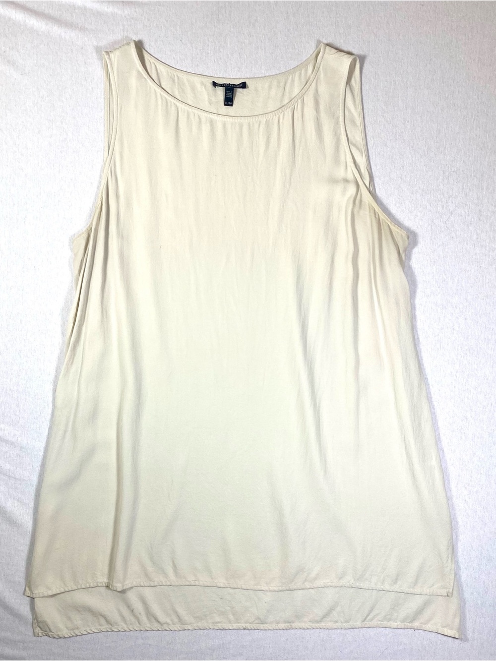 Eileen Fisher 100% Silk Dress XL Ivory Cream Sleeveless High-Low Hem